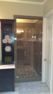 Dallas - Contemporary Bathroom - New shower with Pebble rock floor
