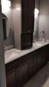 Dallas - Modern Bathroom - Custom vanity with his and her sinks and custom cabinets