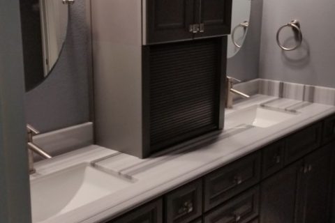 Dallas - Modern Bathroom - Custom vanity with his and her sinks and custom cabinets